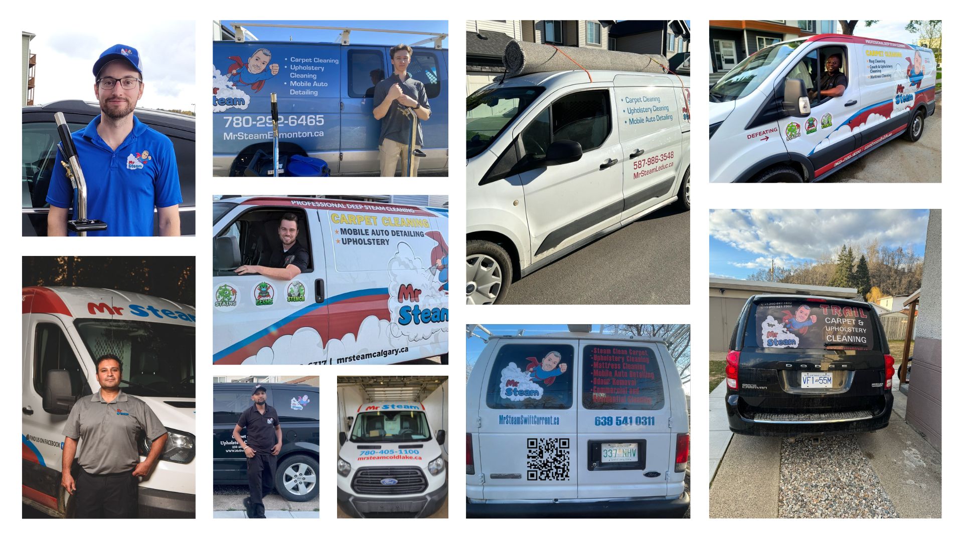 A Collage of all the Mr. Steam technicians